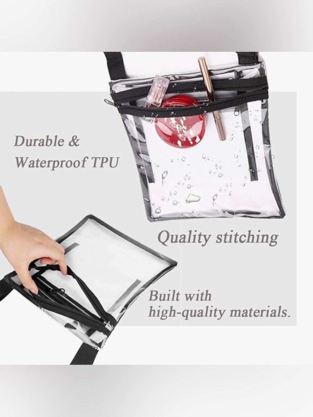 2 for $30 🆕 Transparent Crossbody Stadium Bag with Black Trim - Picture 7 of 16